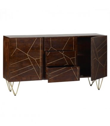 Dark Gold Extra Large Sideboard 3 Drawers And 2 Doors