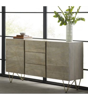 Light Gold Extra Large Sideboard 3 Drawers And 2 Doors