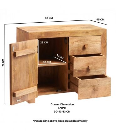 Toko Light Mango 3 Drawer Sideboard