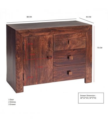Toko Dark Mango 3 Drawer Sideboard
