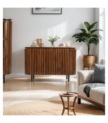 Slatted Mango Wood Large 2 Doors Sideboard