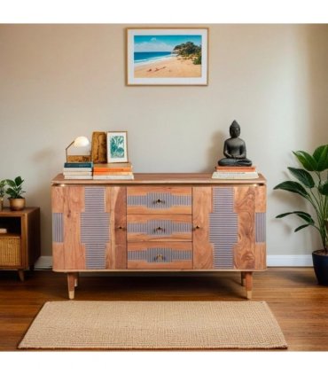 Wilton Acacia Wood 2 Doors 3 Drawers Sideboard