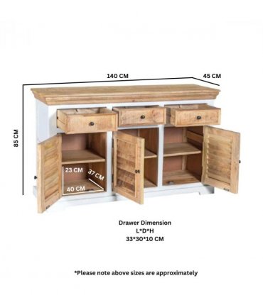 Alfie Wood Sideboard - 3 Drawers & 3 Doors