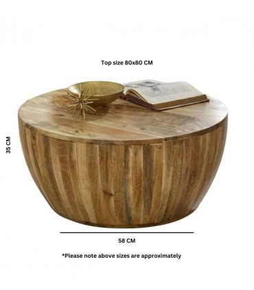 Surrey Solid Wood Drum Coffee Table