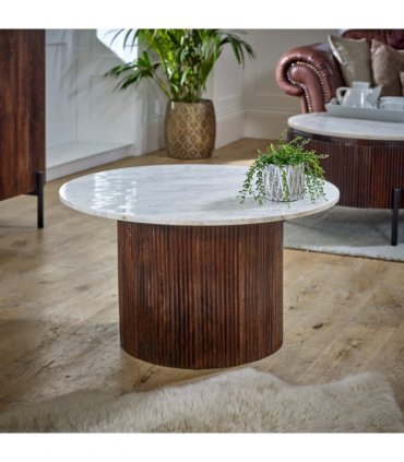 Opal Mango Wood Coffee Table With Marble Top