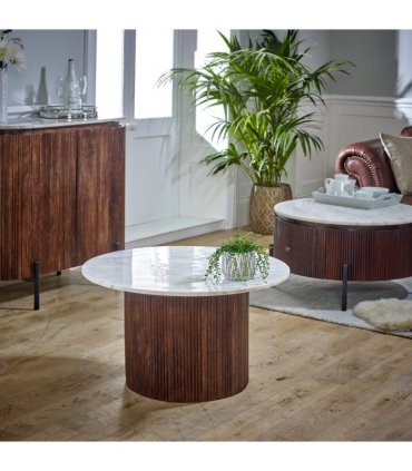 Opal Mango Wood Coffee Table With Marble Top