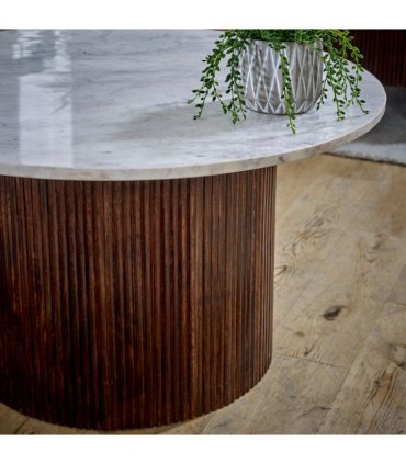 Opal Mango Wood Coffee Table With Marble Top