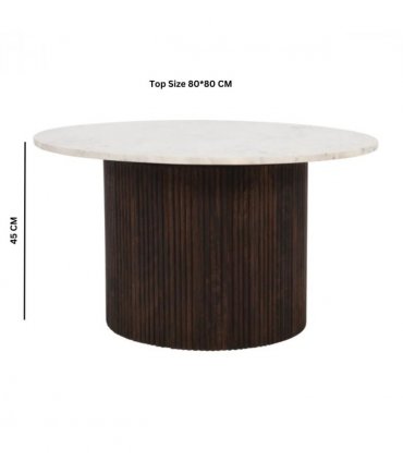 Opal Mango Wood Coffee Table With Marble Top
