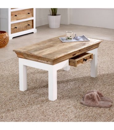 Alfie Coffee Table With Drawer Solid Mango Wood