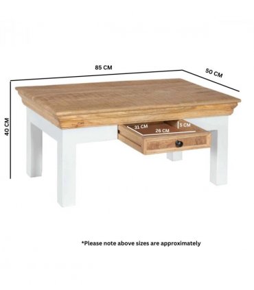 Alfie Coffee Table With Drawer Solid Mango Wood
