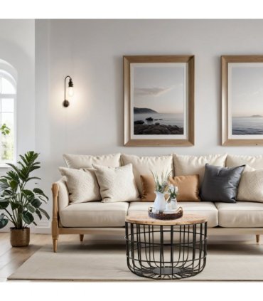 Surrey Solid Wood & Metal Wire Coffee Table