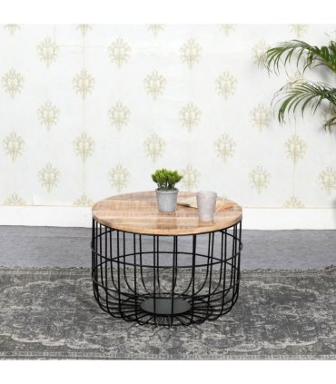 Surrey Solid Wood & Metal Wire Coffee Table