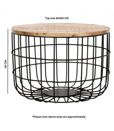 Surrey Solid Wood & Metal Wire Coffee Table