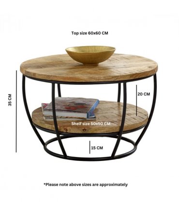 Surrey Solid Wood & Metal Coffee Table With Shelf