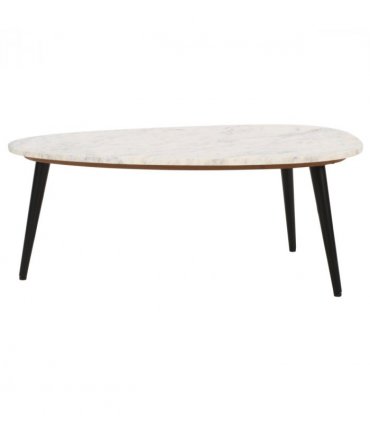 Opal Coffee Table With White Marble Top & Metal Legs