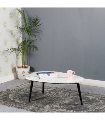 Opal Coffee Table With White Marble Top & Metal Legs