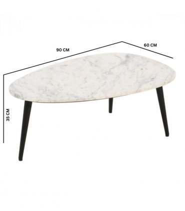 Opal Coffee Table With White Marble Top & Metal Legs