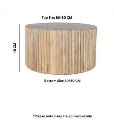 Hudson Carved Mango Wood Round Coffee Table
