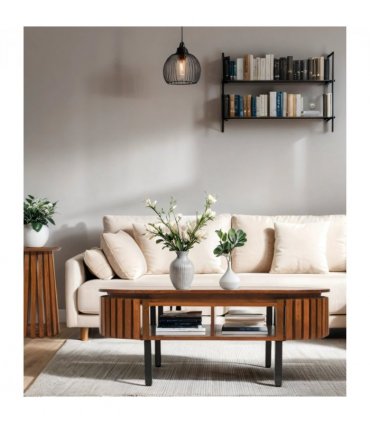 Slatted Mango Wood Rectangular Coffee Table