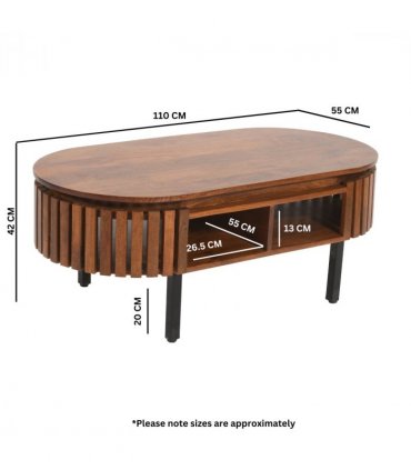 Slatted Mango Wood Rectangular Coffee Table