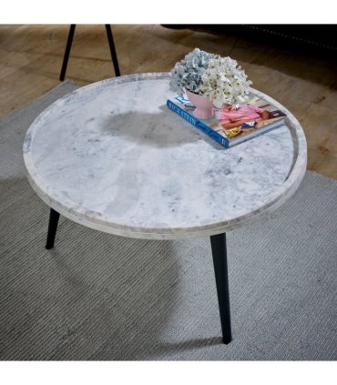 Opal Coffee Table With Marble Top And Metal Legs