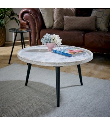 Opal Coffee Table With Marble Top And Metal Legs