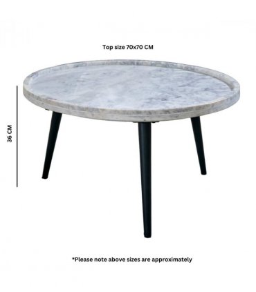 Opal Coffee Table With Marble Top And Metal Legs