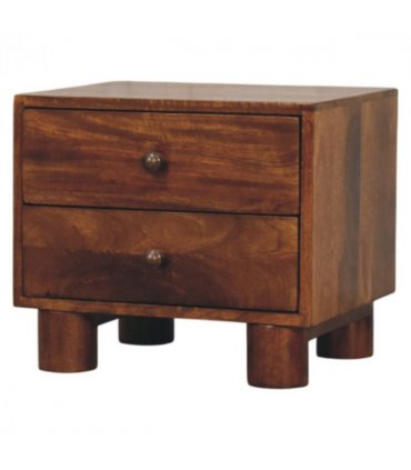Artisan Furniture Solid Wood Tula 2 Drawer Chestnut Nightstand, Dark Brown