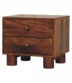 Artisan Furniture Solid Wood Tula 2 Drawer Chestnut Nightstand, Dark Brown