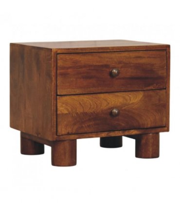 Artisan Furniture Solid Wood Tula 2 Drawer Chestnut Nightstand, Dark Brown