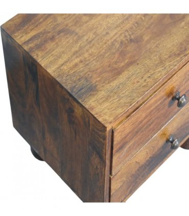 Artisan Furniture Solid Wood Tula 2 Drawer Chestnut Nightstand, Dark Brown