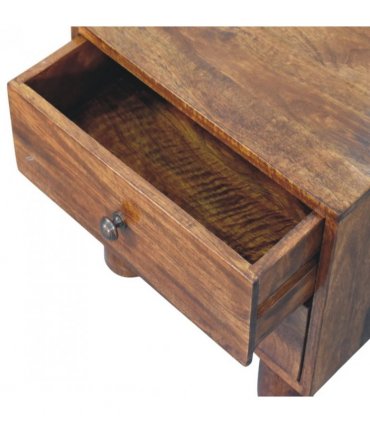 Artisan Furniture Solid Wood Tula 2 Drawer Chestnut Nightstand, Dark Brown