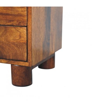 Artisan Furniture Solid Wood Tula 2 Drawer Chestnut Nightstand, Dark Brown