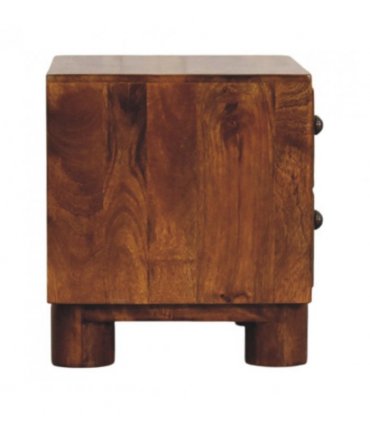 Artisan Furniture Solid Wood Tula 2 Drawer Chestnut Nightstand, Dark Brown