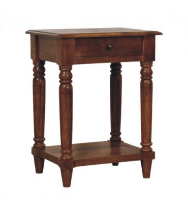 Artisan Furniture Solid Wood Turned legs Chestnut 1 Drawer Side Table, Brown