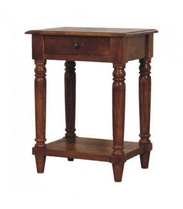 Artisan Furniture Solid Wood Turned legs Chestnut 1 Drawer Side Table, Brown