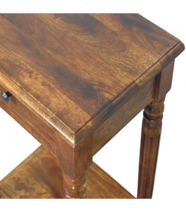 Artisan Furniture Solid Wood Turned legs Chestnut 1 Drawer Side Table, Brown