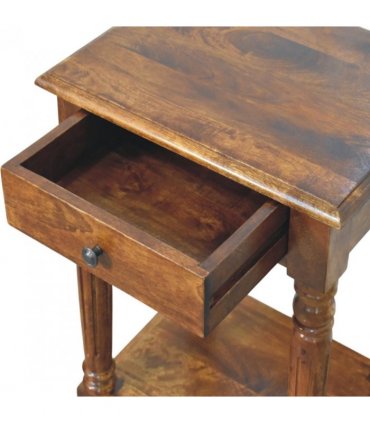 Artisan Furniture Solid Wood Turned legs Chestnut 1 Drawer Side Table, Brown