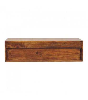 Artisan Furniture Solid Wood Lunar 2 Drawer Chestnut Wall Mounted Media Unit, 1 Shelf, Dark Brown