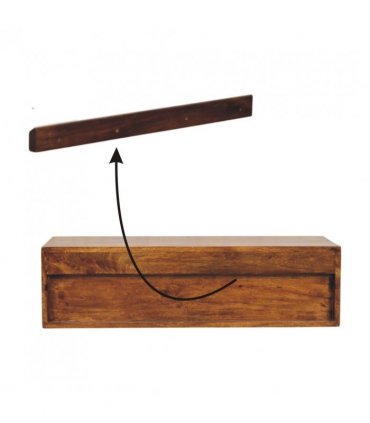Artisan Furniture Solid Wood Lunar 2 Drawer Chestnut Wall Mounted Media Unit, 1 Shelf, Dark Brown