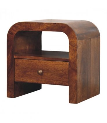 Artisan Furniture Solid Wood Darcy Chestnut Nightstand with Drawer and open shelf, Brown