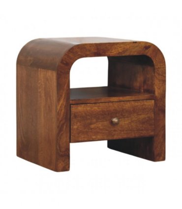 Artisan Furniture Solid Wood Darcy Chestnut Nightstand with Drawer and open shelf, Brown