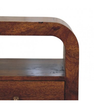 Artisan Furniture Solid Wood Darcy Chestnut Nightstand with Drawer and open shelf, Brown