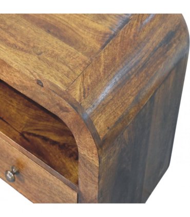 Artisan Furniture Solid Wood Darcy Chestnut Nightstand with Drawer and open shelf, Brown