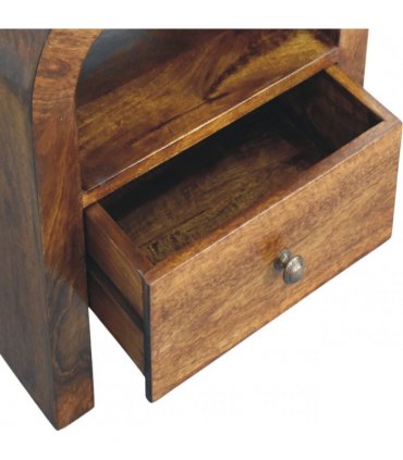 Artisan Furniture Solid Wood Darcy Chestnut Nightstand with Drawer and open shelf, Brown