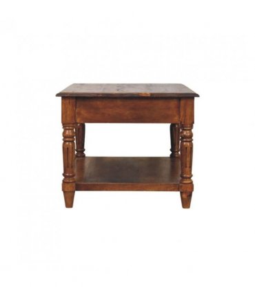 Artisan Furniture Solid Wood Turned legs Chestnut 2 Drawer Coffee Table, Dark Brown