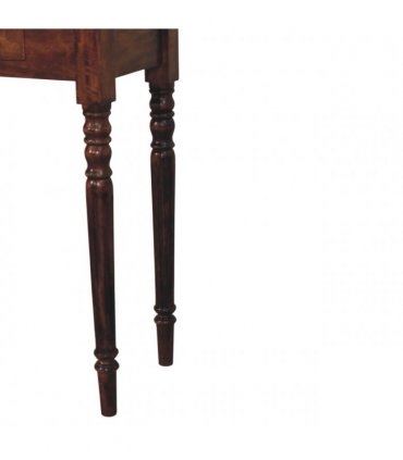 Artisan Furniture Solid Wood Turned Legs 3 Drawer Chestnut Console, Dark Brown