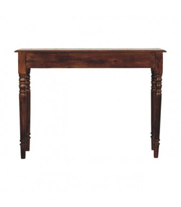 Artisan Furniture Solid Wood Turned Legs 3 Drawer Chestnut Console, Dark Brown