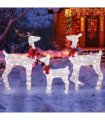 3-Piece Lighted Christmas Reindeer Family Set Outdoor Decorations, Weather Proof 2D Deer Family Set of 3 Christmas Ornament Home Decor Pre-lit 200 LED White Lights with Stakes, White