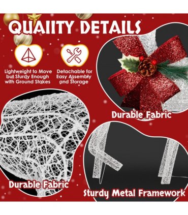 3-Piece Lighted Christmas Reindeer Family Set Outdoor Decorations, Weather Proof 2D Deer Family Set of 3 Christmas Ornament Home Decor Pre-lit 200 LED White Lights with Stakes, White